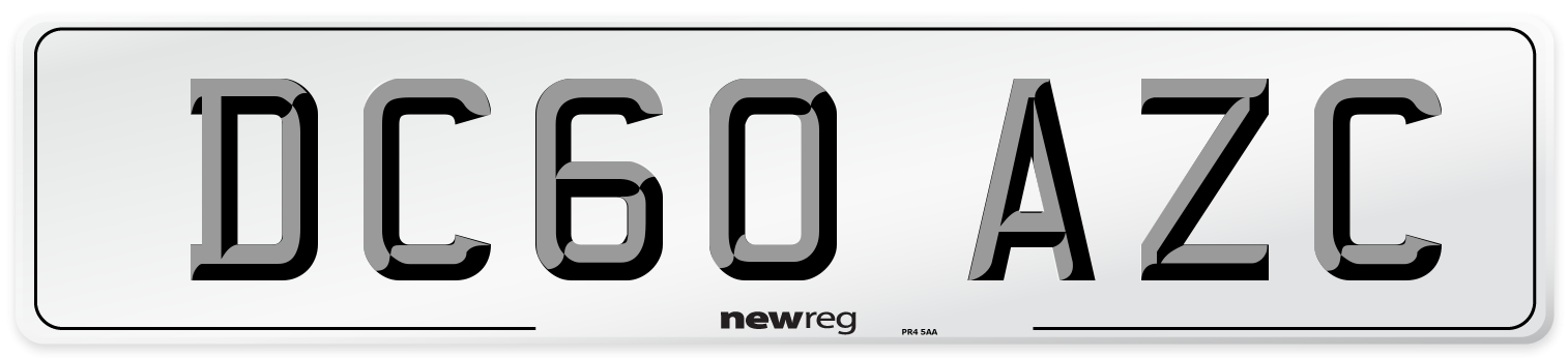 DC60 AZC Number Plate from New Reg